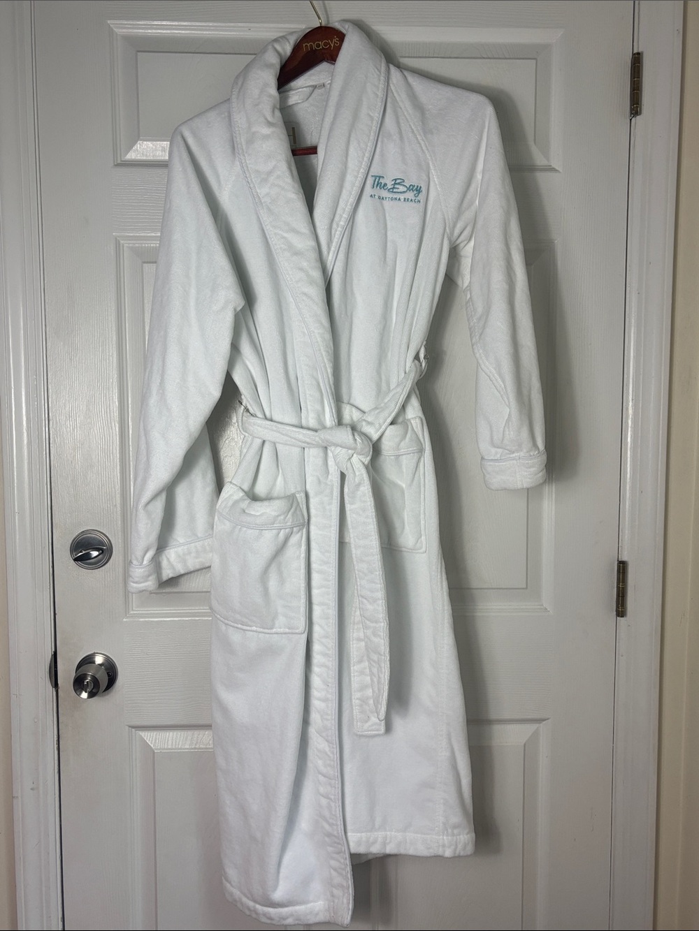 Frette White Cotton Bathrobe with Belt Size Medium The Bay Daytona Beach logo